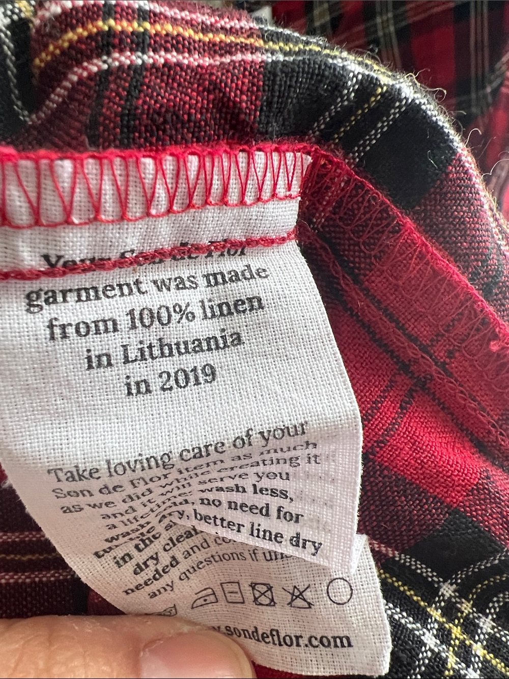 Son de Flor Red and Black Plaid Sleeveless Midi Dress - Picture 3 of 4